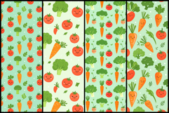 Kawaii Cute Vegetable Faces Seamless Patterns Product Image 2