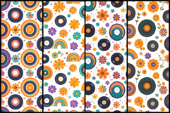 Retro Floral Circles and Rainbows Pattern Product Image 2