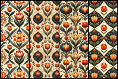 Art Nouveau Tulip Damask - Seamless Patterns Product Image 2