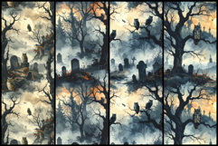 Haunted Owl Graveyard - Seamless Gothic Patterns Product Image 2