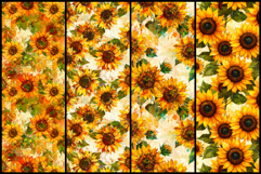 Vibrant Watercolor Sunflower Field Seamless Patterns Product Image 2