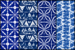 Indigo Shibori Tie Dye Geometric Seamless Pattern Product Image 2