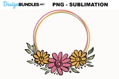 Wild Flower Round Frame - Monogram Sublimation PNG Product Image 1