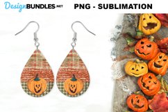 Halloween pumpkin glitter earrings PNG sublimation Product Image 1