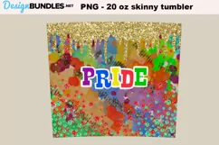 Pride tie dye gold glitter skinny tumbler 20 oz Sublimation Product Image 2