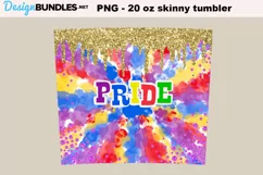 Pride tie dye gold glitter skinny tumbler 20 oz Sublimation Product Image 2
