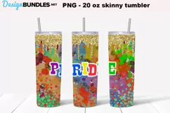 Pride tie dye gold glitter skinny tumbler 20 oz Sublimation Product Image 1