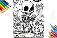 Halloween, coloring pages, Skeleton, color page, printable. Product Image 5