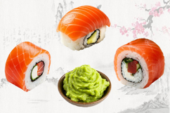 Japan, tempura, sushi, rolls, sauce, fan, teapot, carp,PNG Product Image 5
