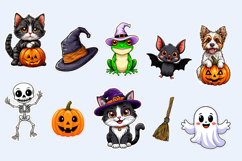 Halloween Stickers, Ghost, Cat, Bat, Frog, Dog, Skeleton,PNG Product Image 2