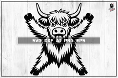 Highland Cow SVG, Crazy Farm Animal Cut file Product Image 1