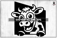 Peeking Cow SVG, Cute Farm Animal Portrait Cut file Product Image 1