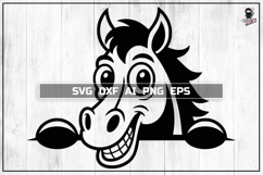 Silly Peeking Horse SVG, Funny Farm Animal Portrait Cut File Product Image 1