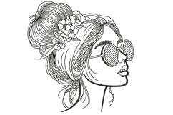 Girl with Round Glasses embroidery designs Product Image 1