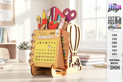 Teacher Desk Calendar 2026 Laser Cut | Stationery Organizer Product Image 1