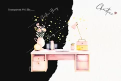 Watercolor Girl Boss Desk Clipart | Watercolor Work PNG Product Image 2