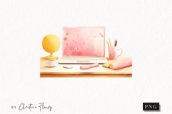 Watercolor Desk Scene Clipart | Watercolor Study PNG Product Image 1