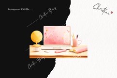 Watercolor Desk Scene Clipart | Watercolor Study PNG Product Image 2