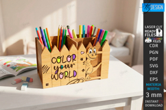 Desk Organizer Laser Cut | Kids Pencil Holder Designs | CNC Product Image 1