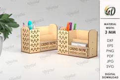 Wooden Desk Organizer Laser Cut. Pencil holder SVG Product Image 1