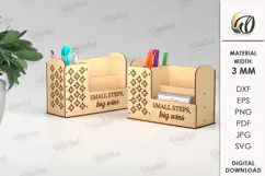 Wooden Desk Organizer Laser Cut. Pencil holder SVG Product Image 1