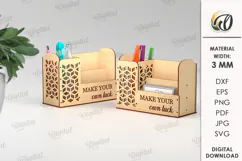 Wooden Desk Organizer Laser Cut. Pencil holder SVG Product Image 1