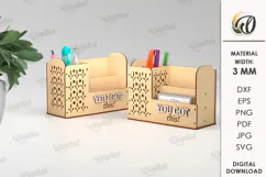 Wooden Desk Organizer Laser Cut. Pencil holder SVG Product Image 1