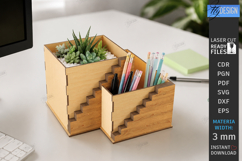 Desk Organizer Stand Laser Cut Bundle | Office Supplies Box Product Image 16