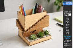 Desk Organizer Stand Laser Cut Bundle | Office Supplies Box Product Image 18