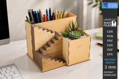 Desk Organizer Stand Laser Cut Bundle | Office Supplies Box Product Image 20