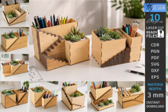 Desk Organizer Stand Laser Cut Bundle | Office Supplies Box Product Image 1