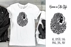 Woman,  celtic,  style,  svg,  folk design, silhouette, laser cut, paper cut,  sublimation,  t-shirt design, mug design, tumbler design, pillow design,  can  glass,  stamp,  stencil,  pet, craft, jpg, svg, pdf, ai, vector, png,