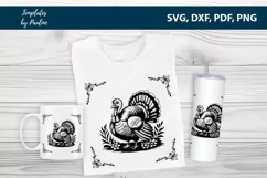Detailed turkey line art for thanksgiving SVG cnc Cut Flil