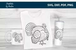 Detailed turkey line art for thanksgiving SVG cnc Cut Flil