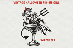 Vintage Halloween Pin-Up Girl Poster | Retro PNG SVG Product Image 1