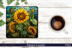 Sunflower Square Coaster | Stained Glass Sunflowers Meadow Product Image 1