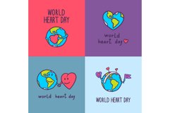 Global heart day banner set, hand drawn style Product Image 1