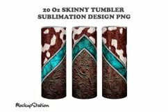 Western Cowhide 20oz Skinny Tumbler Sublimation Design PNG Product Image 2