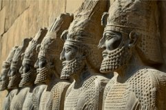 Revered Old wall painted with Assyrian queens. Generate ai Product Image 1