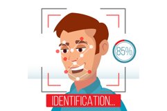 Biometric Facial Identification Vector. Mobile App For Face Product Image 1