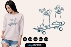 Skateboard with Flowers for T-Shirt Design Product Image 1