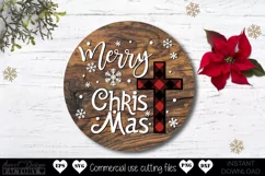 Merry Christmas SVG, buffalo plaid cross svg Product Image 1
