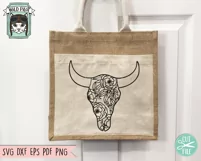 Cow Skull With Flowers SVG File, Cow Skull Floral Cut File Product Image 2