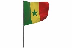 Senegal flag on pole. Waving banner isolated. National flag Product Image 1