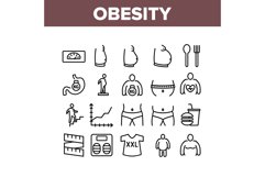 Obesity And Overweight Collection Icons Set Vector Product Image 1