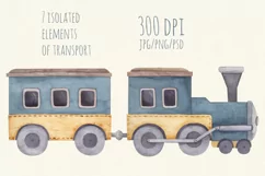 Baby transport watercolor , airplane, submarine, train Product Image 2