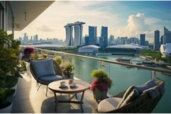 Luxury balcony view overlooking singapore skyline Product Image 1