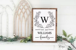 Monogram Wreath Family Last Name Farmhouse Sign SVG Product Image 2