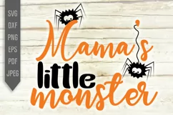 Mama's Little Monster Svg. Halloween Baby Svg with Spiders Product Image 2