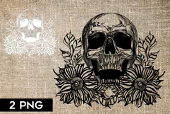 mystical skull png skull in boho flowers png sublimation Product Image 1
